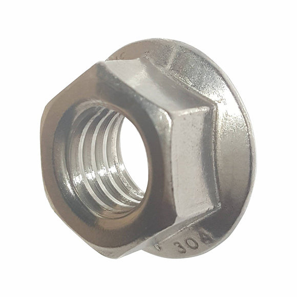 1/2-13 Serrated Flange Lock Nuts Stainless Steel 304 Bright Finish Quantity 10 Nuts Fastenere 